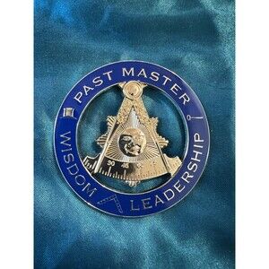 Past Master Masonic Auto Emblem Compass Square Sun Quadrant Wisdom Leadership